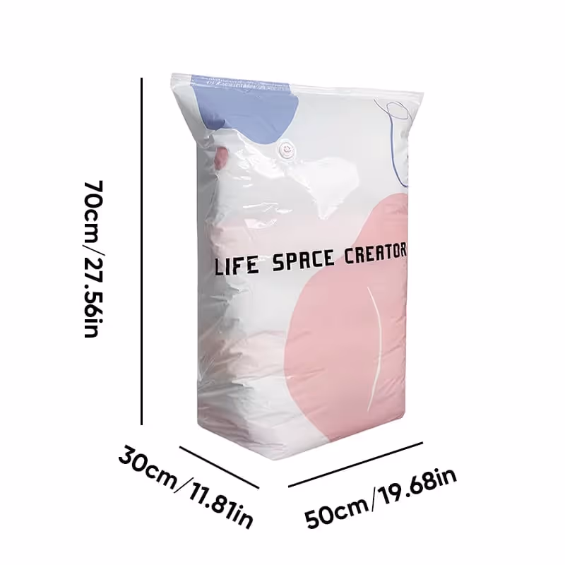 No-Pump Vacuum Storage Compression Bags displayed in a cozy modern home setting